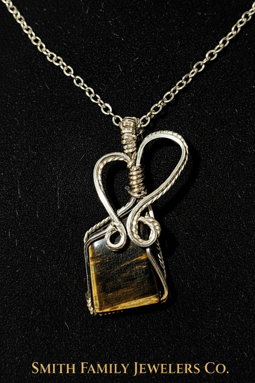 Handcrafted Blue Tiger's Eye Pendant Necklace