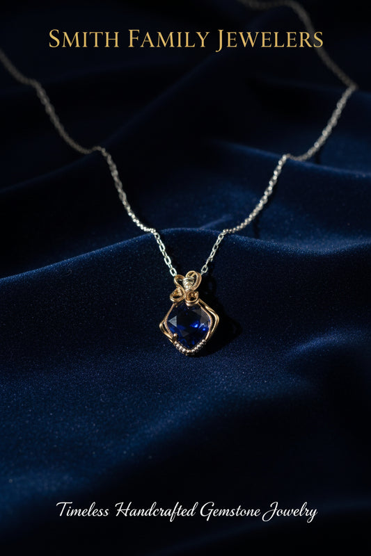 Sterling Silver necklace with a blue Spinel gemstone 
