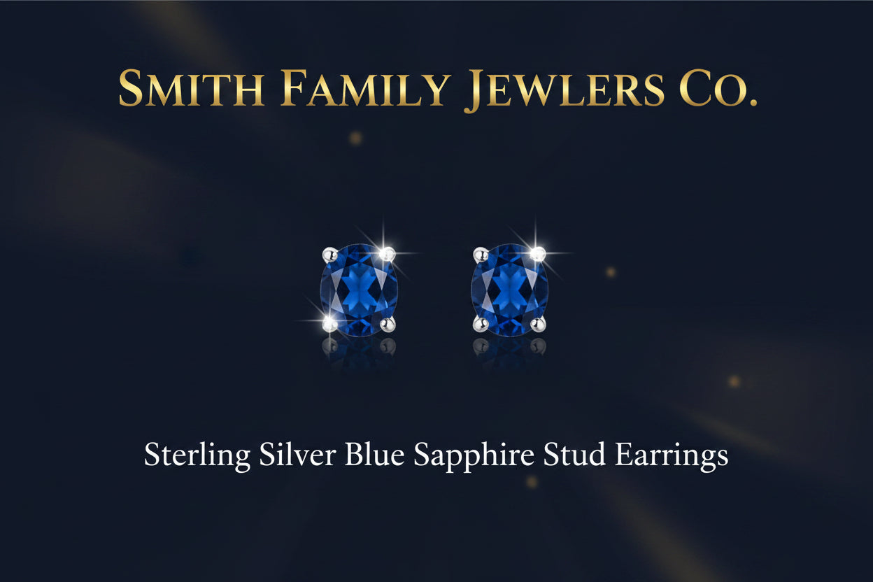 Lab-created Sapphire, sterling silver stud earrings